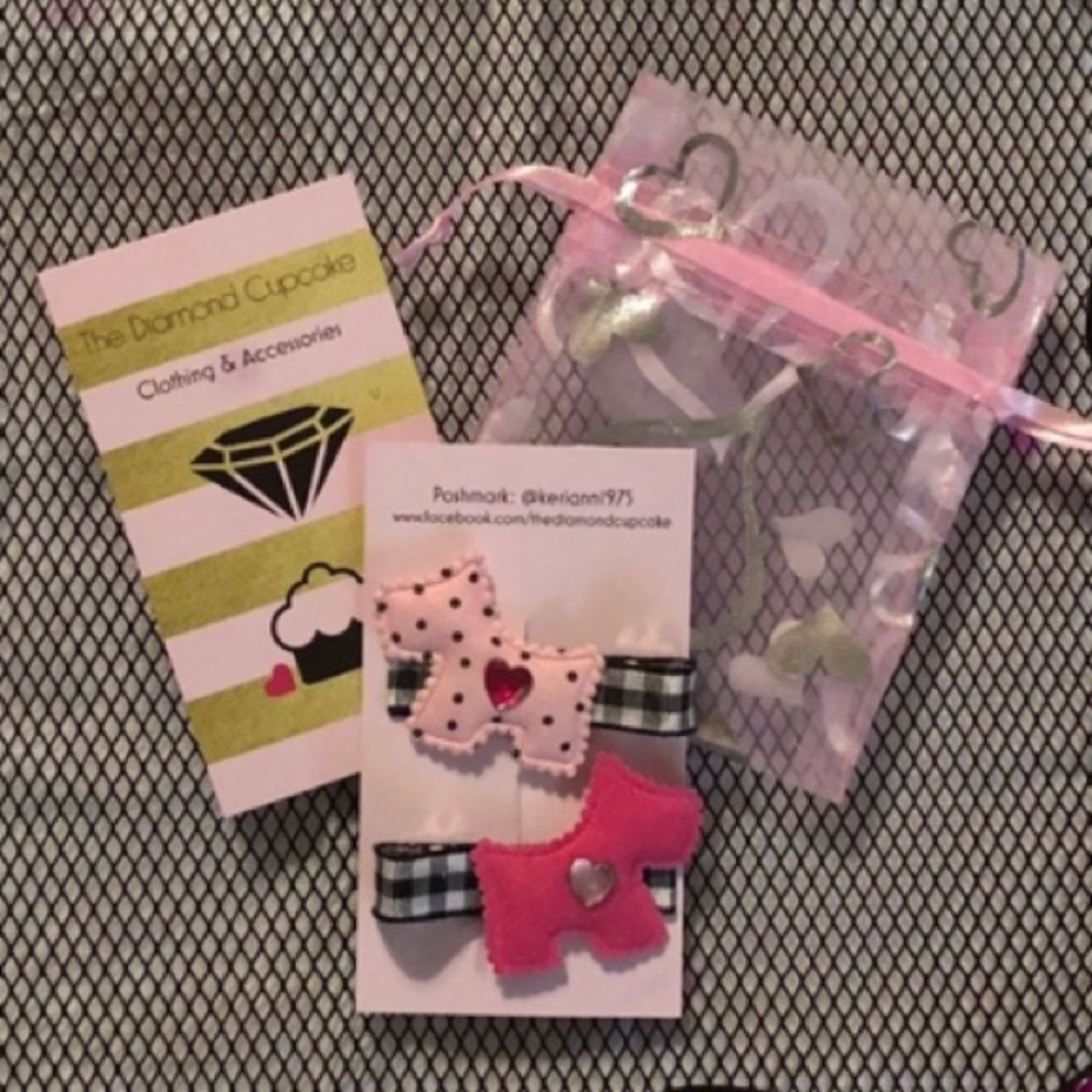 💖 5/$25 | Pink & Black Scotty Dog Barrettes